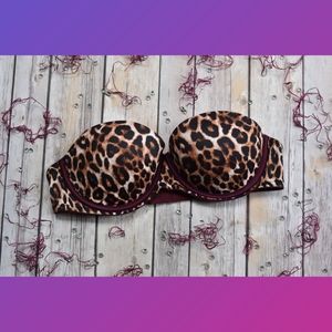 Pink Victoria's Secret Leopard Print Wired extra padding straples bra Size 34B